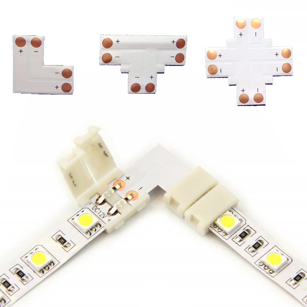 L / T / + Shape 2Pin Single Color LED Strip Lights Fast Conector to 2pin Single Color LED Tape Lights Fast Connector Accessories L / T / + Shape 2Pin Single Color LED Strip Lights Fast Conector to 2pin Single Color LED Tape Lights Fast Connector Accessories